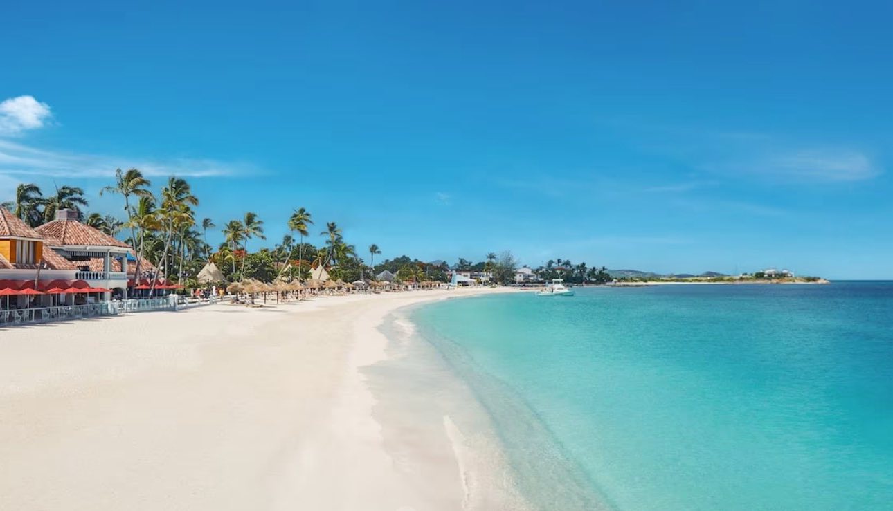 Cancun beach with crystal clear waters
